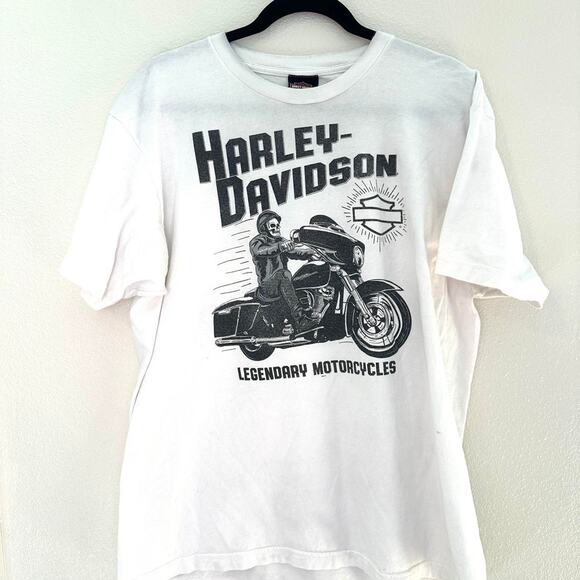 White Harley Davidson Legendary Motorcycles Tee - Size XL - Picture 1 of 8